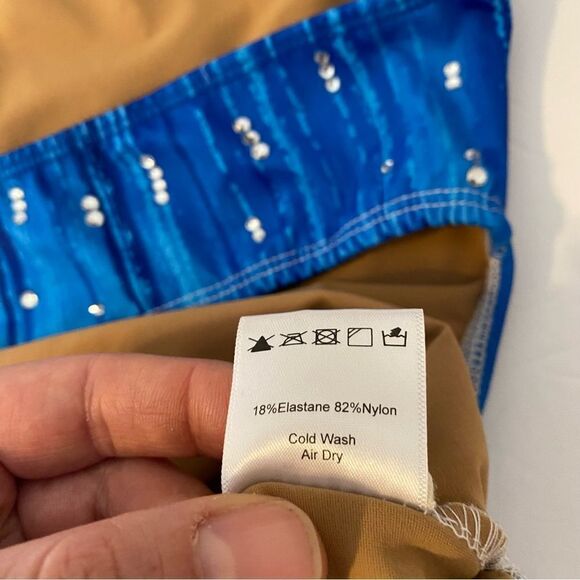 Glamorous solo dance costume leotard custom ombre blue  rhinestone LC child - Picture 10 of 14